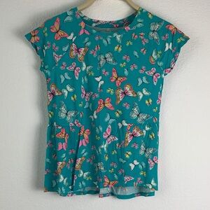 Wonder Nation Teal Butterfly Kids Blouse